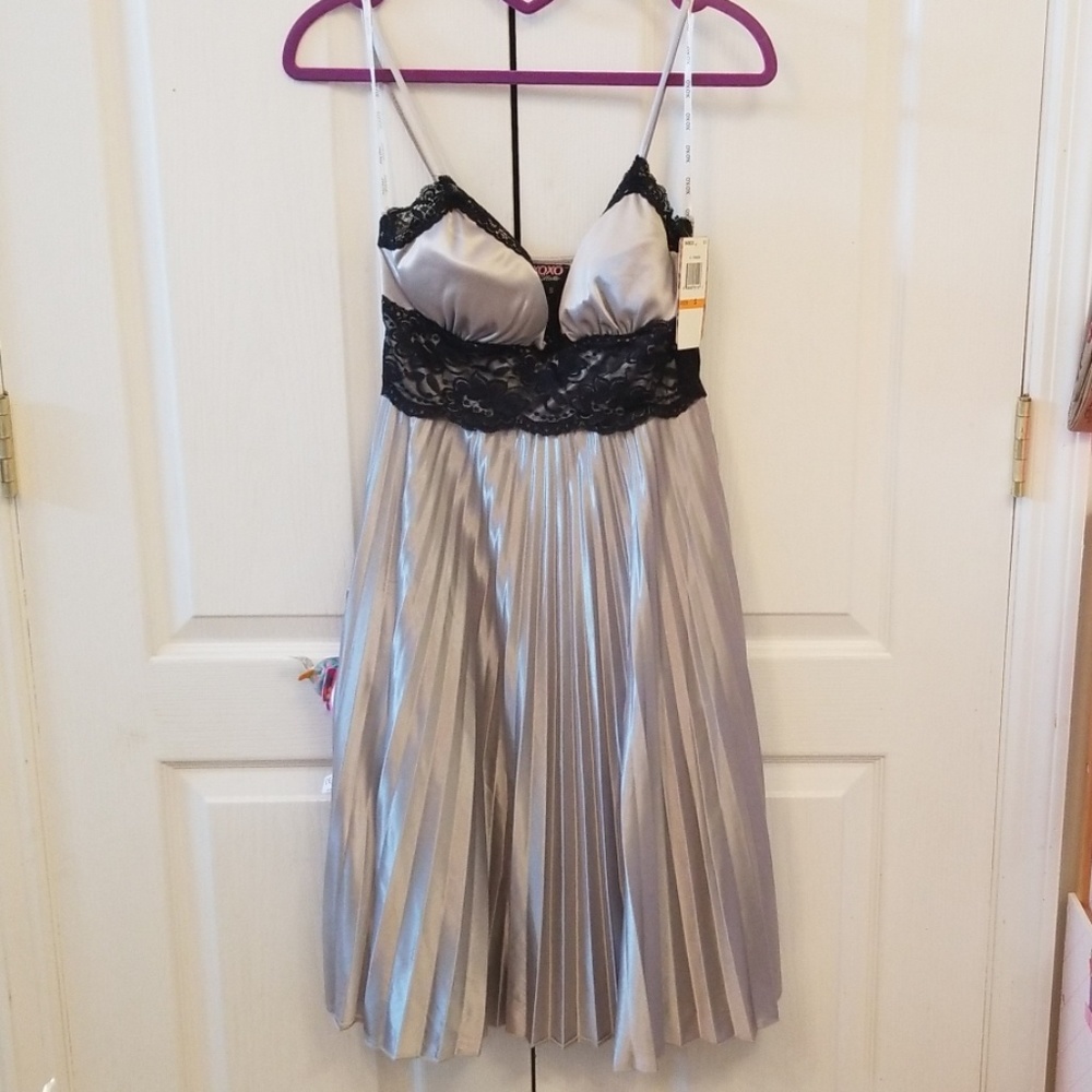 XOXO pleated silver dress
